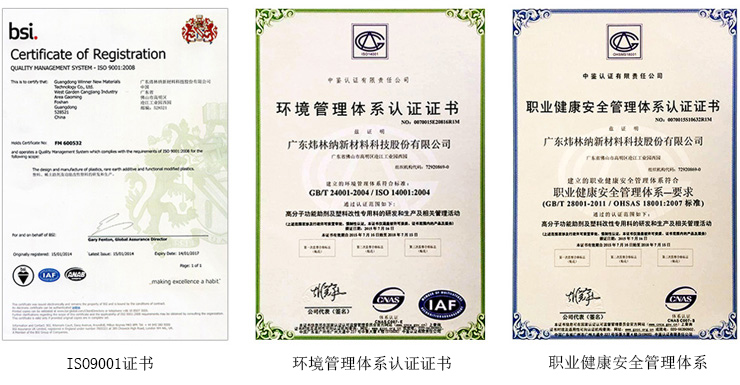PVC润滑剂认证证书